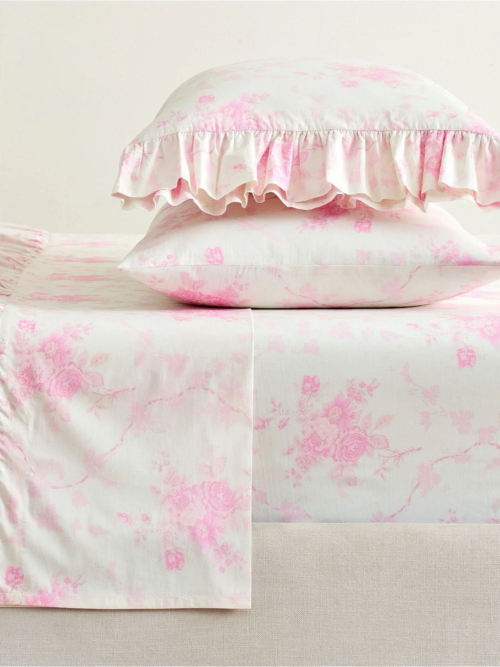 NWT Pottery Barn LoveShackFancy Pink La Vie en Rose Ruffle Sheet Set Queen